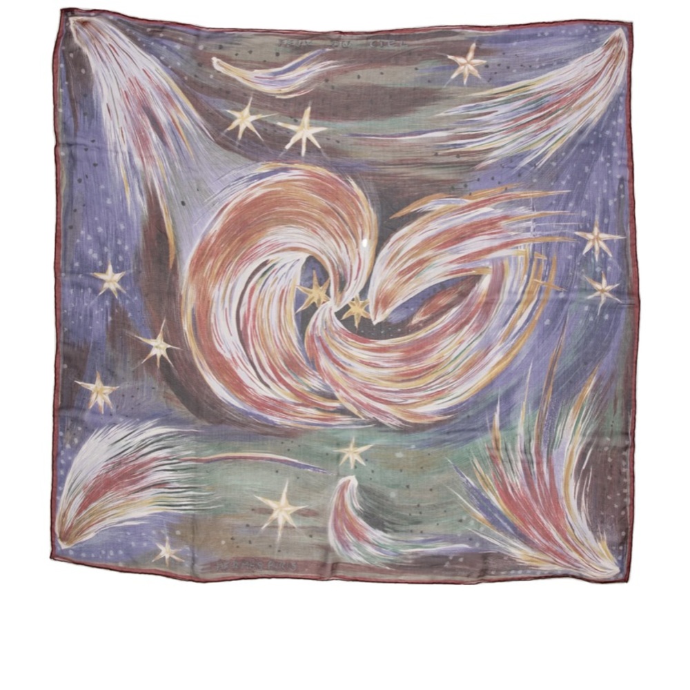 HERMÈS Feux Du Ciel Mousseline Silk Scarf.